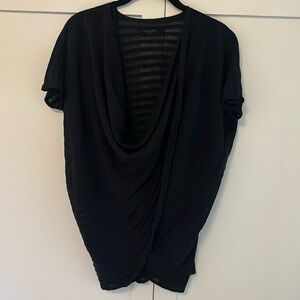 all saints cowl neck striped shirt